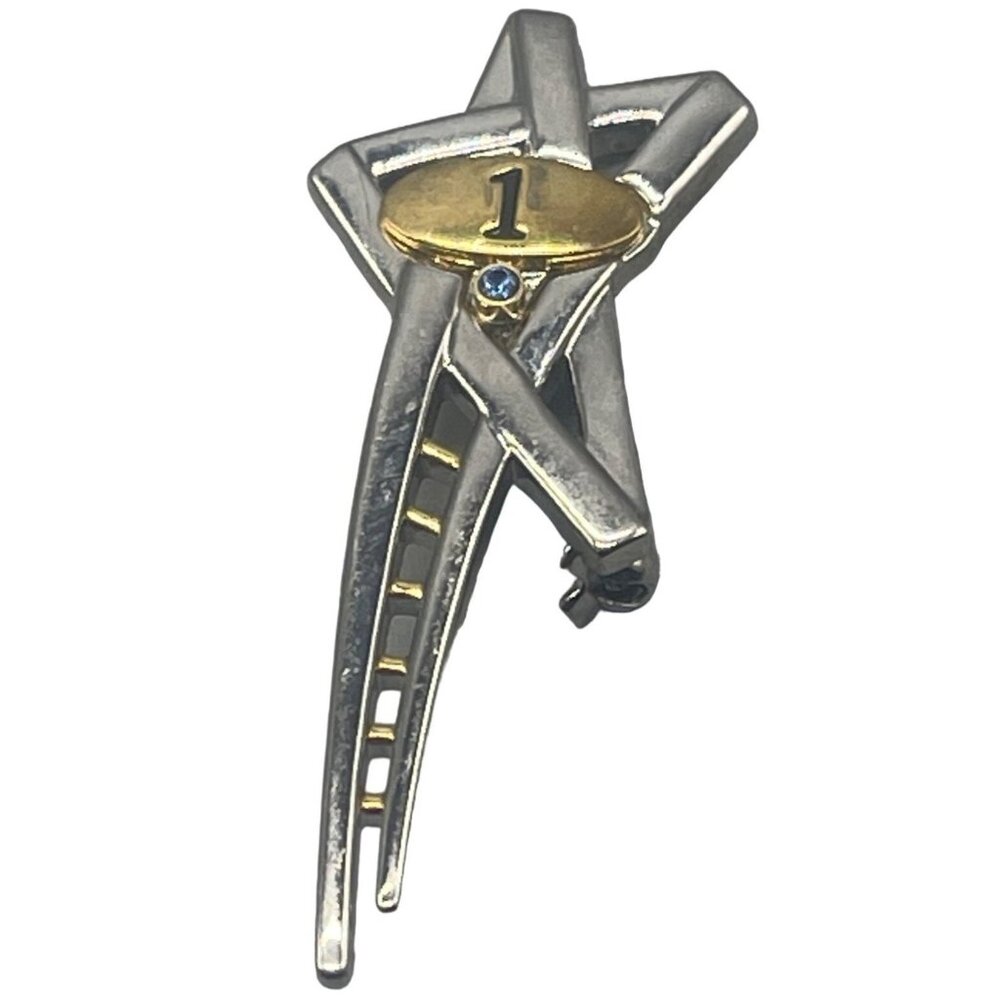latter to success pin brooch silver gold color 2"  READ